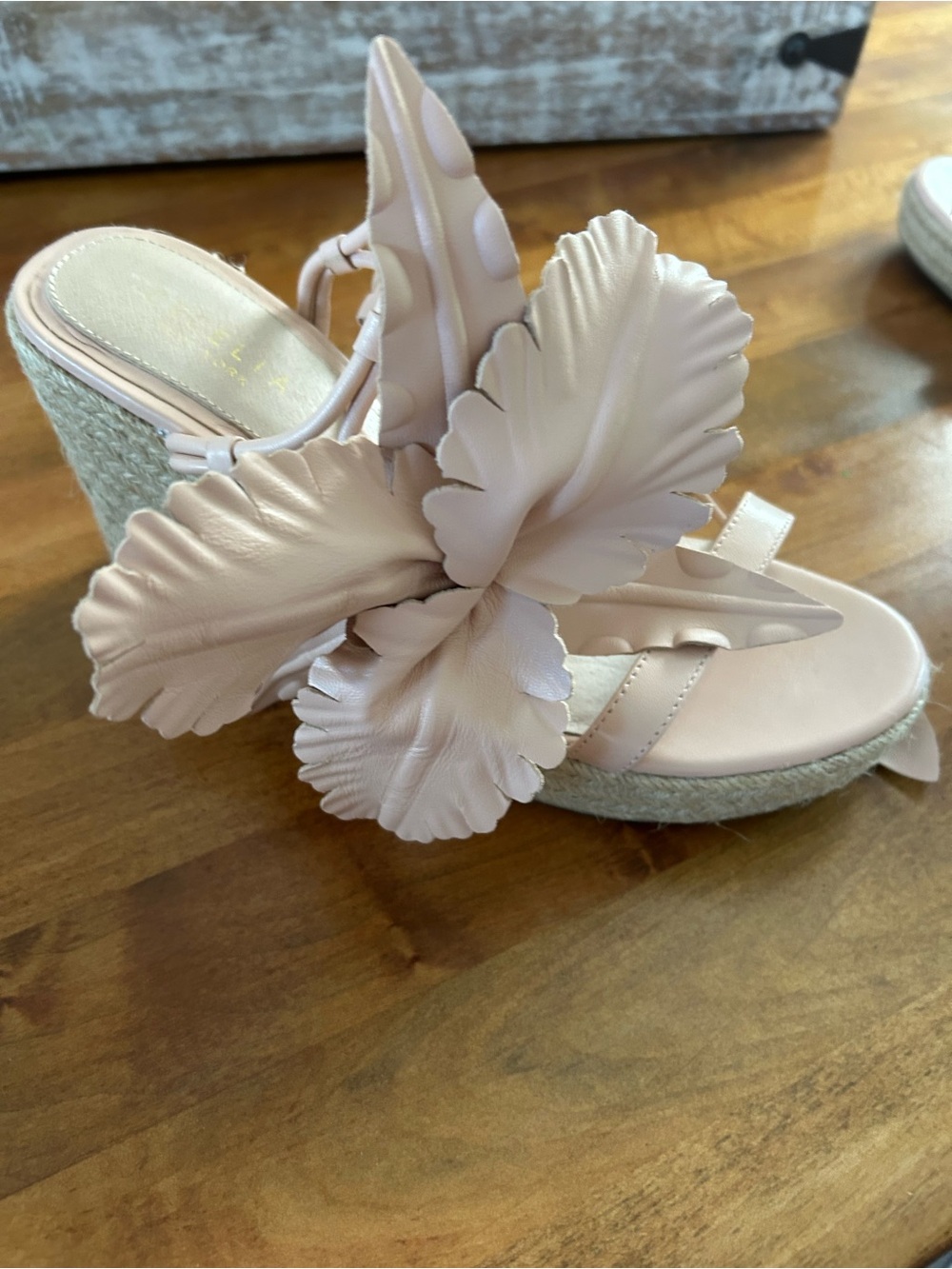 CECILIA NEW YORK Pale Blush Floral Espadrille Wedges